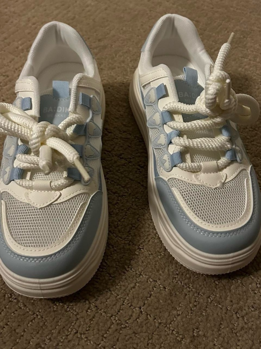 Women’s chunky blue and white sneakers